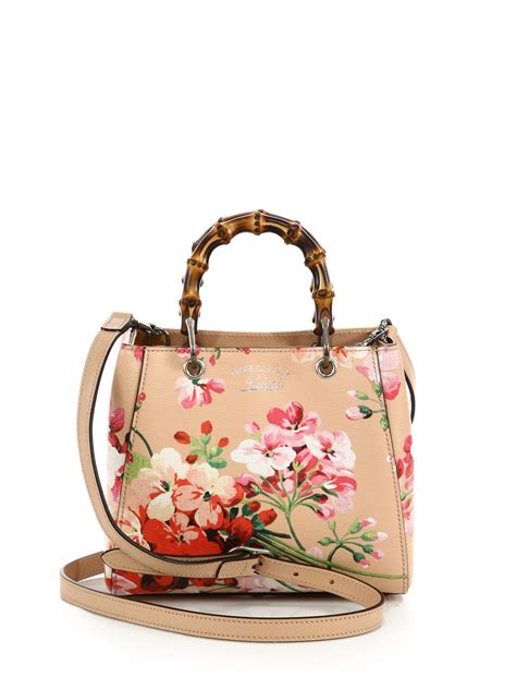 gucci bamboo shopper mini blooms crossbody bag|Gucci crossbody bags for women.